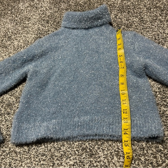 Zara Girls Turtleneck Pullover Sweater Blue Metallic Fiber size 9-10 - Picture 3 of 9